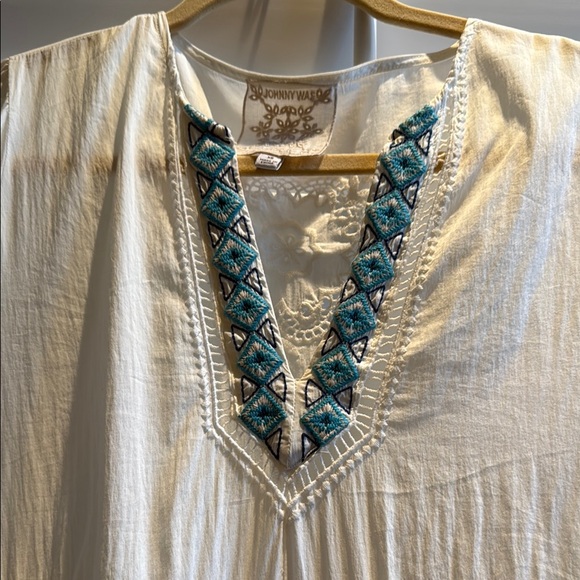 Johnny Was Cream Long Sleeve V-Neck Sundress - Picture 2 of 11